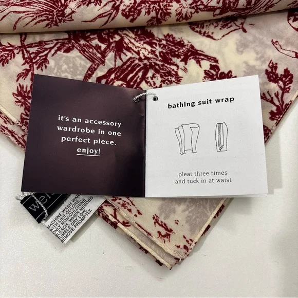 Multifunctional Toile de Jouy Print Swim Sarong Pareo Wrap 70”x 45” - Picture 8 of 12